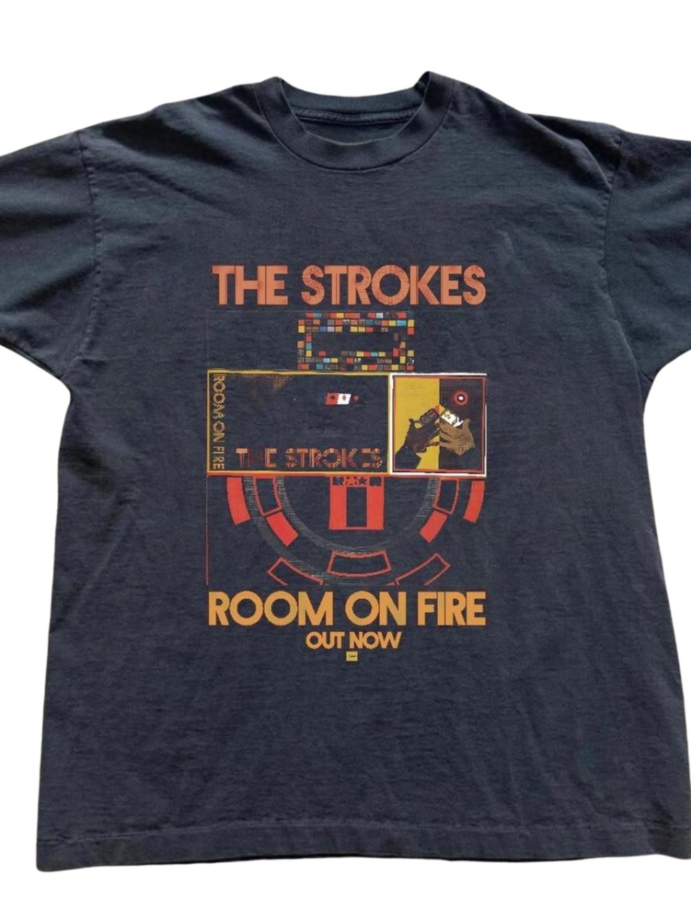 Gildan The Strokes 'Room On Fire' Graphic Tee - Black with Orange/Red Print